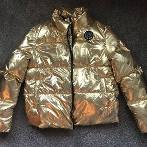 Metallic Gold Puffer Coat